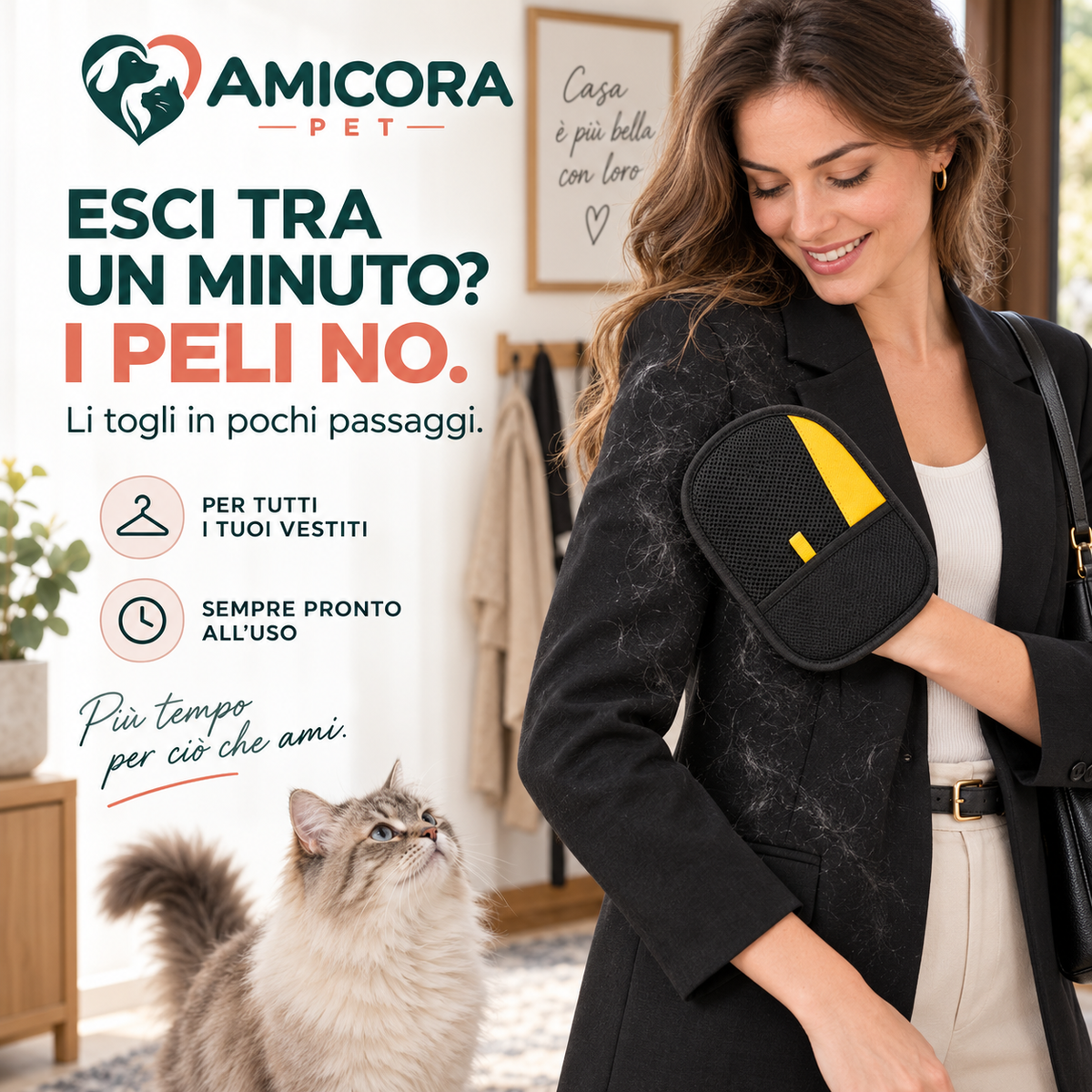 AMICORA PET | Guanto Levapeli 2-in-1 per Manto e Tessuti