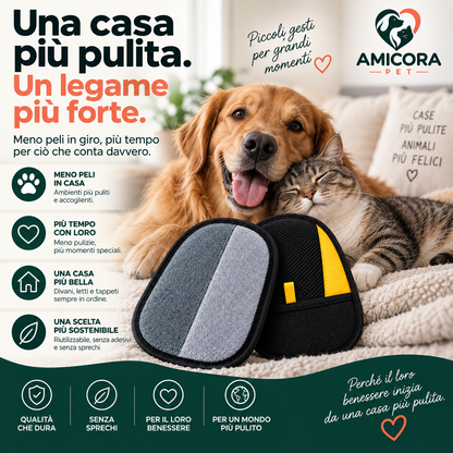 AMICORA PET | Guanto Levapeli 2-in-1 per Manto e Tessuti