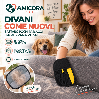 AMICORA PET | Guanto Levapeli 2-in-1 per Manto e Tessuti