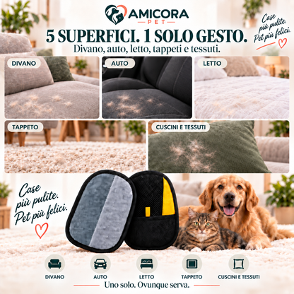 AMICORA PET | Guanto Levapeli 2-in-1 per Manto e Tessuti